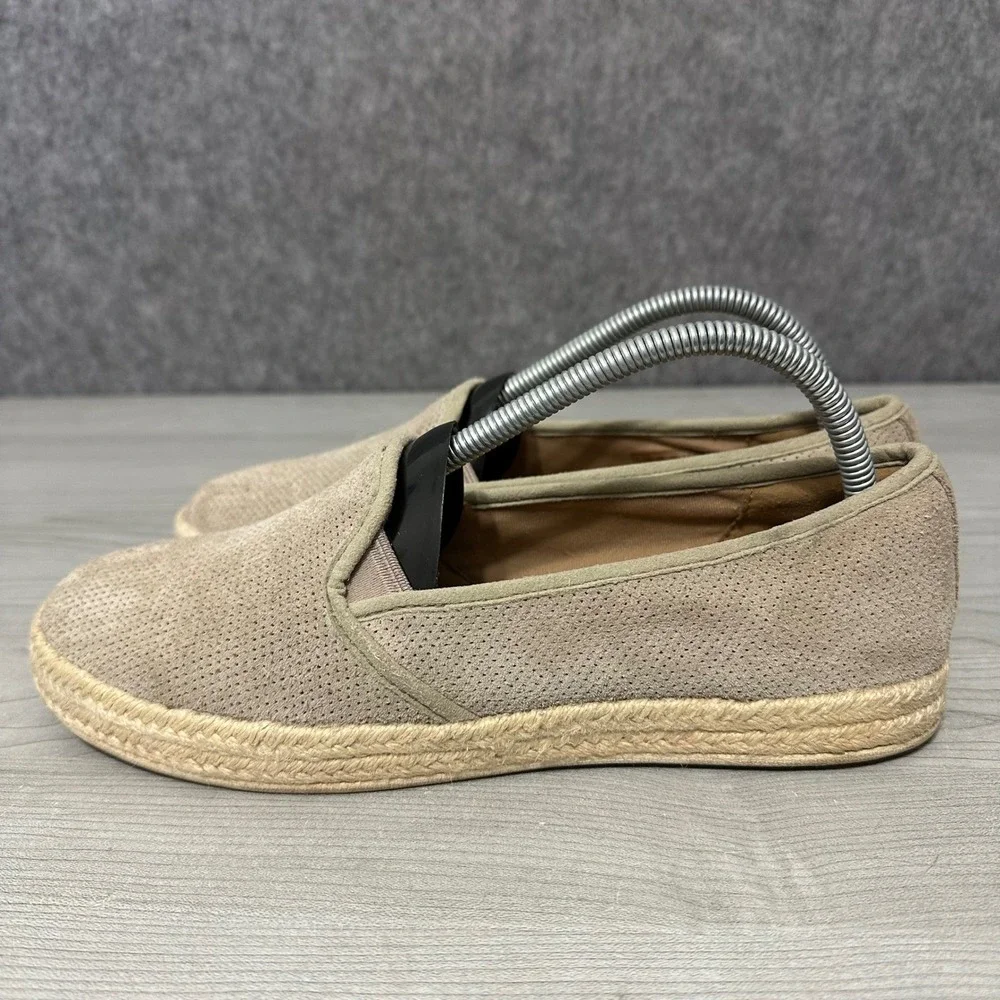 Clarks Azella Theoni Perforated Suede‎ Espadrille Slip On Shoes Taupe Womens 9